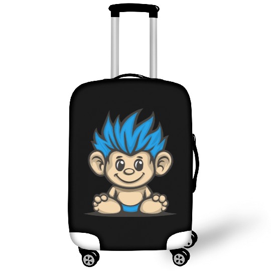 Blue Haired Cute Chibi Monkey Luggage Covers