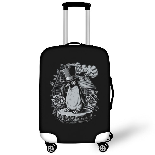 Dark Cottagecore Penguin in Top Hat by House Luggage Covers