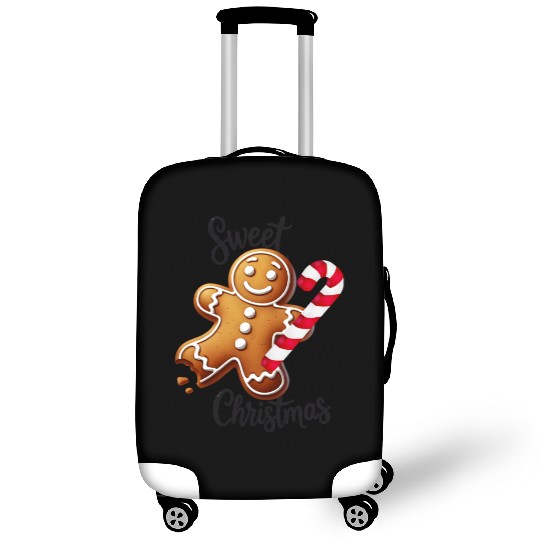 Happy gingerbread man with candy cane Luggage Covers