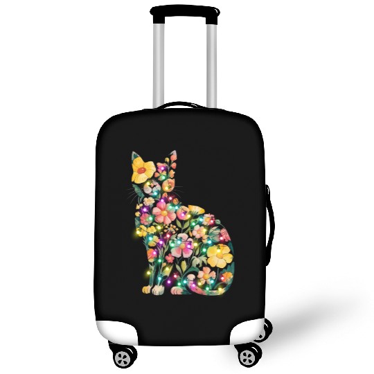 Floral Cat Silhouette nature santa christmas light Luggage Covers
