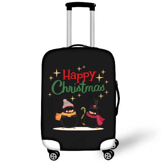Cute cartoon penguins celebrating Christmas Luggage Covers