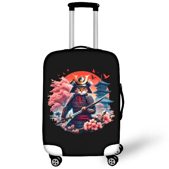 Samurai Cat Graphic Warrior Vintage Japanese Anime Luggage Covers