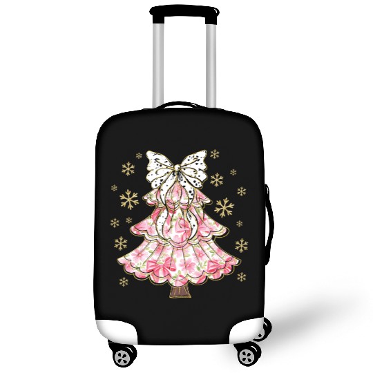 Preppy Pink Coquette Bow Xmas Tree Luggage Covers