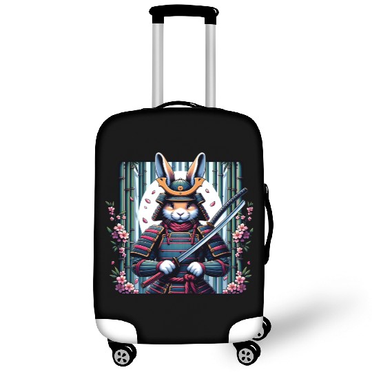 Samurai Rabbit with Katana and Cherry Blossoms Luggage Covers