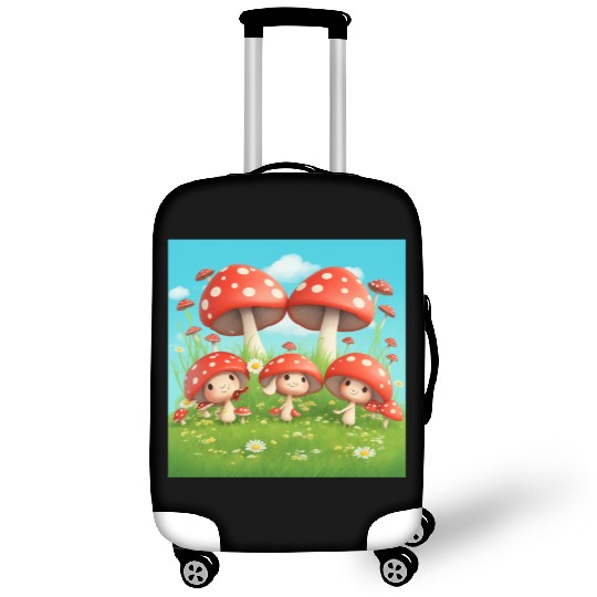 Mushrooms in Grass - Enchanting Nature-Inspired Luggage Covers