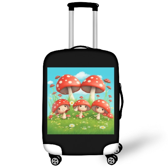 Mushrooms in Grass - Enchanting Nature-Inspired Luggage Covers
