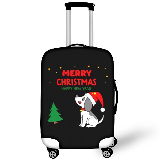 dog5 merry christmas happy new year Luggage Covers