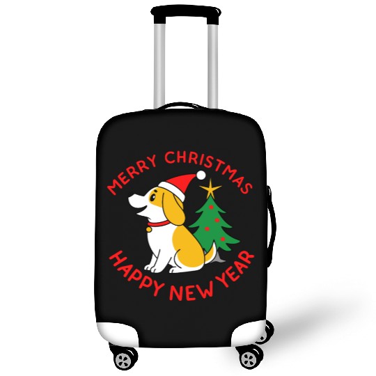 dog11 merry christmas happy new year Luggage Covers