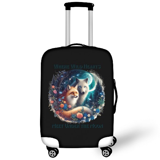Fox and Wolf Meet Under the Moon Luggage Covers