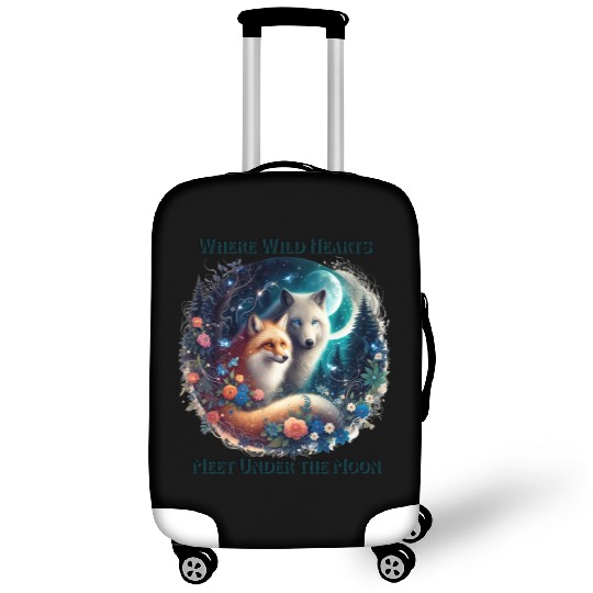 Fox and Wolf Meet Under the Moon Luggage Covers