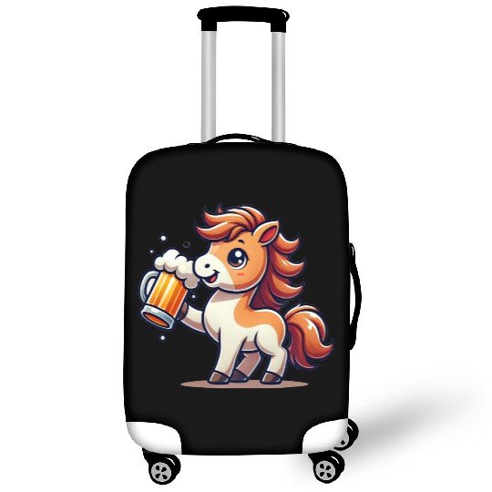 Cute Pony Drinking Beer 3 Luggage Covers