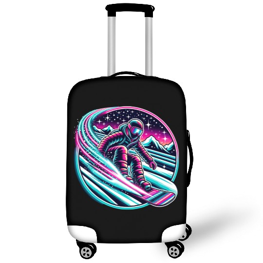 Epic Neon Snowboarding Adventure Under Starry Sky Luggage Covers