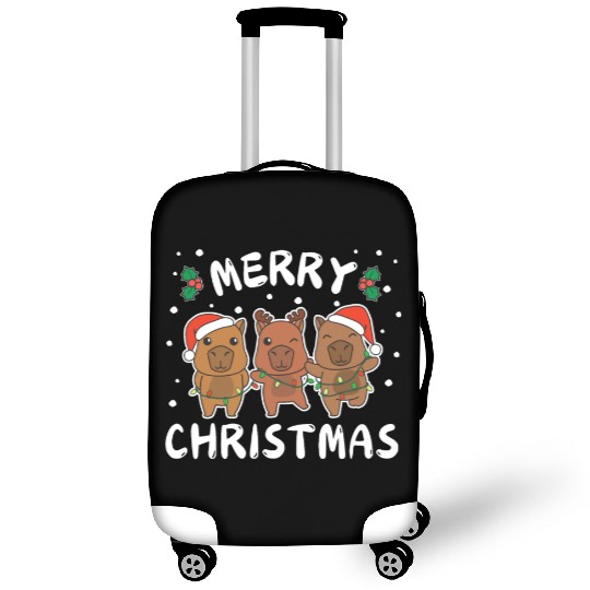 Merry Christmas Cute Capybara Festive Lights Luggage Covers
