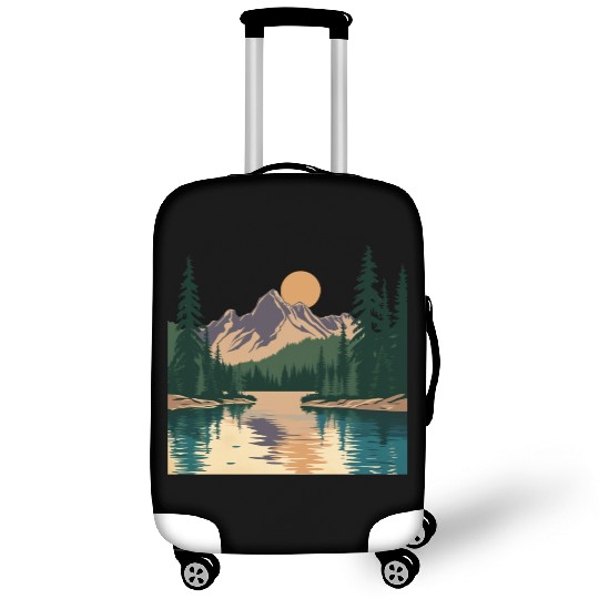 "Mountain Sunrise Serenity: A Scenic Outdoor Luggage Covers