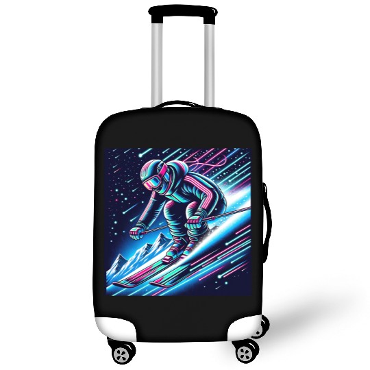Neon Night Skiing Adventure Design Luggage Covers