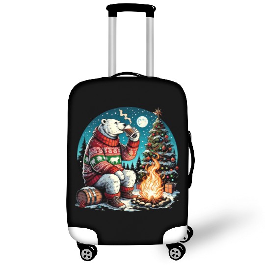 Cozy Christmas Polar Bear: Eggnog & Fireside Cheer Luggage Covers
