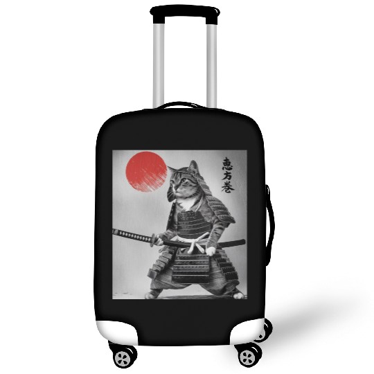 Kawaii Japanese Samurai Cat Vintage Japanese Cat Luggage Covers