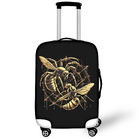 Golden Bee and Spider Web Art Luggage Covers
