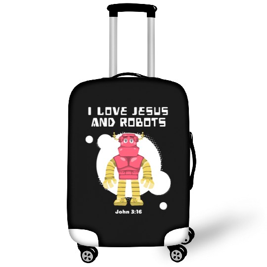 I Love Jesus and Robots, John 3:16 Luggage Covers