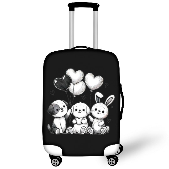 Heartfelt Trio - Bunny & Puppies with Balloons Luggage Covers