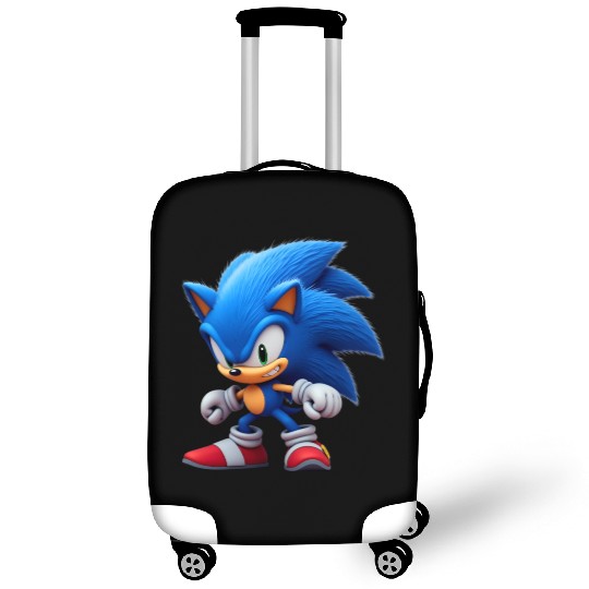 Angry Blue Hedgehog Luggage Covers