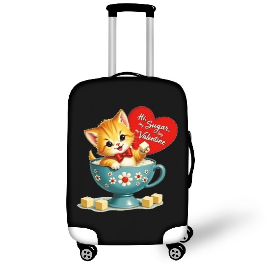 Hi Sugar Vintage Kitten Valentine s Day Card Luggage Covers