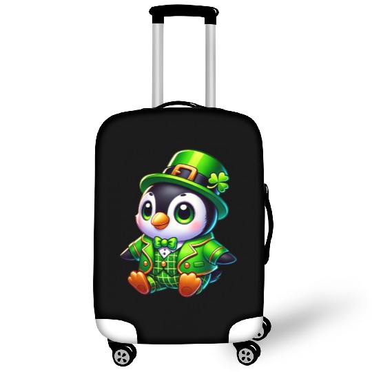 Cute St. Patrick's Day Penguin Cartoon Luggage Covers