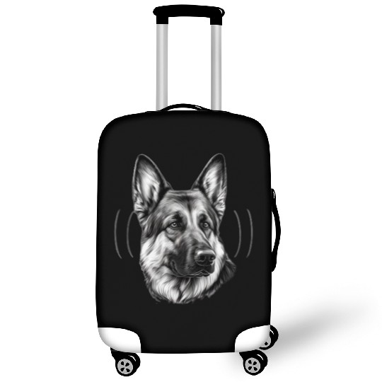 Black and White Style Head German Shepherd Face Luggage Covers
