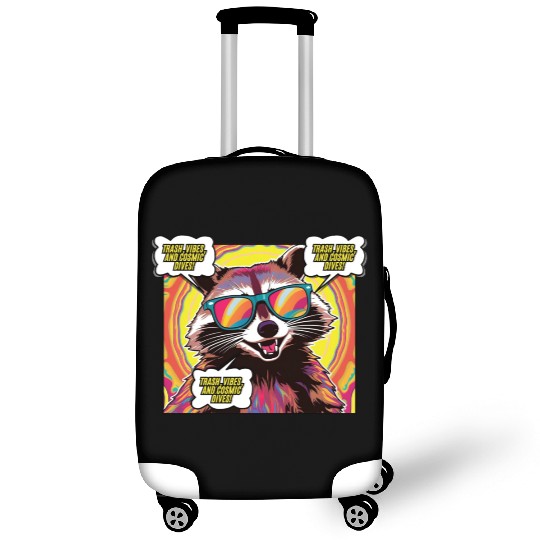A Psychedelic Trash Advocate Raccoon Luggage Covers