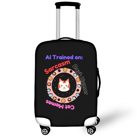 Trained on sarcasm dark humor and cat memes Luggage Covers