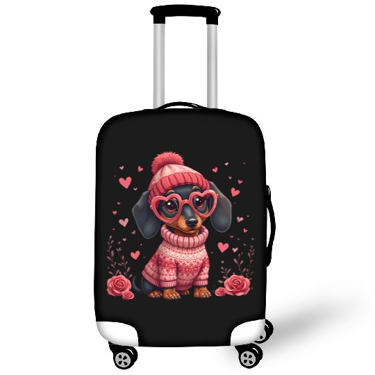 Cute Valentine Dachshund in Cozy Sweater Luggage Covers