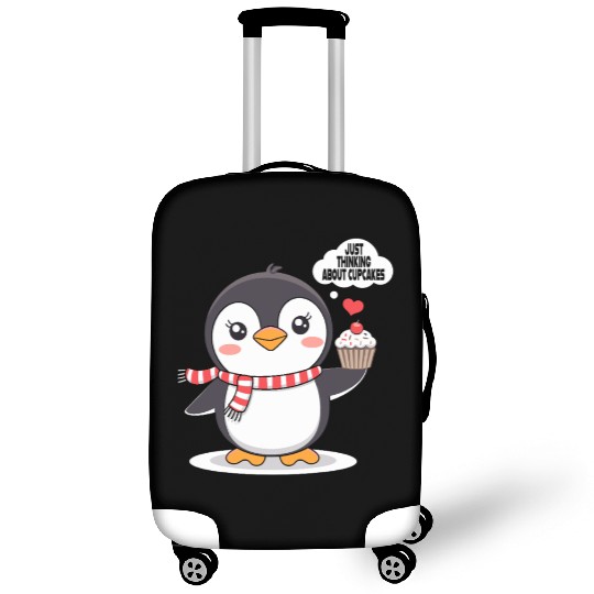 Penguin Thinking About Cupcakes Fun Animal Graphic Luggage Covers