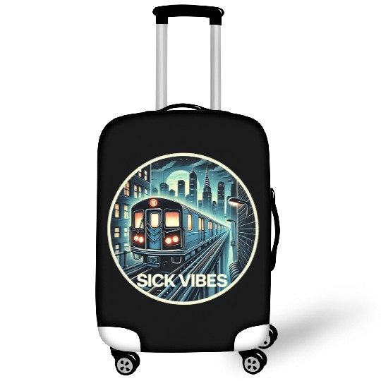 Retro Futuristic Subway Train - Neon Cyberpunk Cit Luggage Covers
