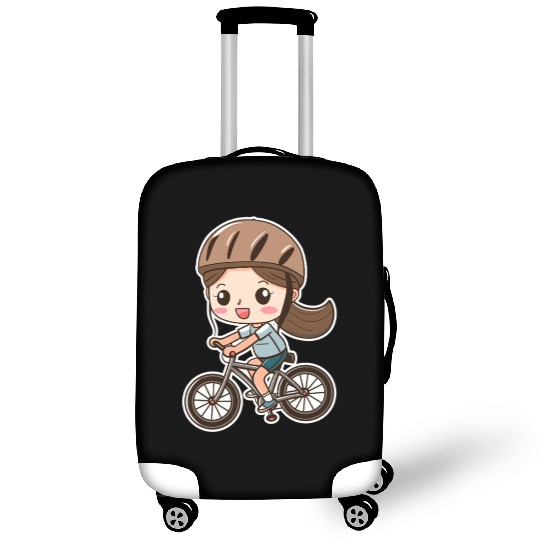 Cycling Girl Cartoon Style Luggage Covers