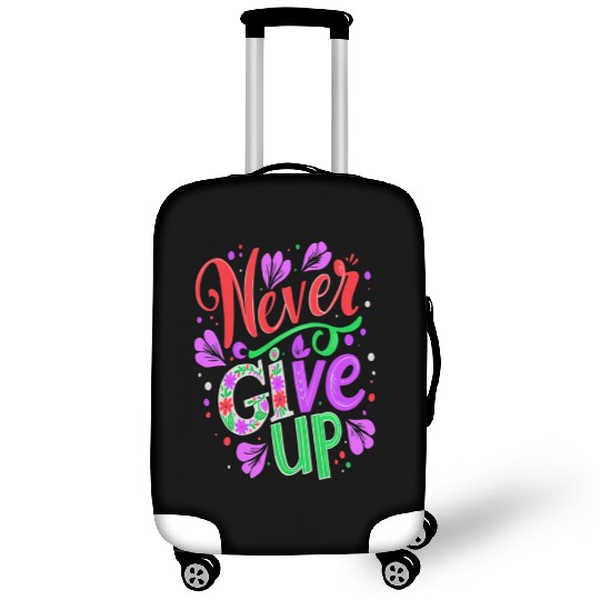Floral Never Give Up Design Luggage Covers