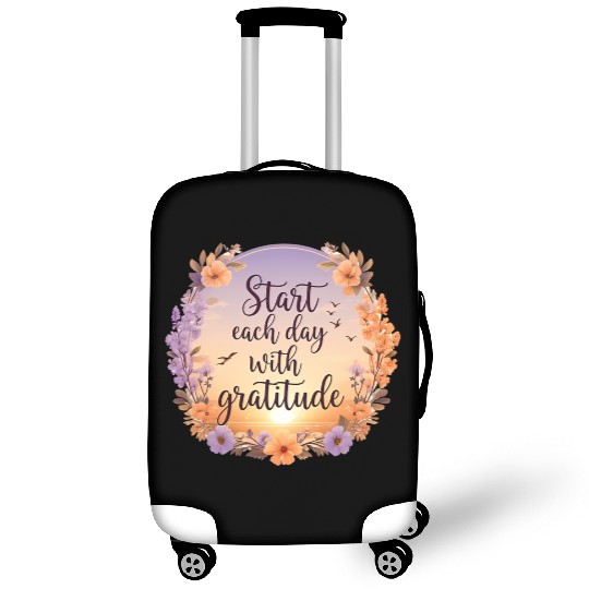 Serene Sunrise with Gratitude Quote and Soft Luggage Covers