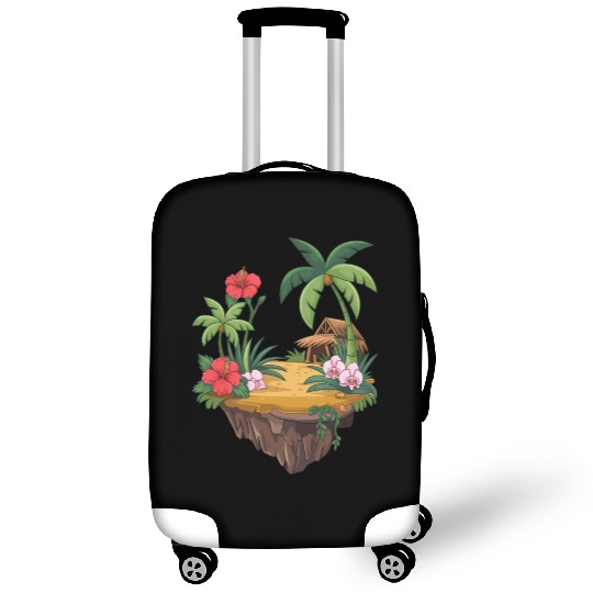 Tropical Island Hut Hibiscus and Orchids Luggage Covers