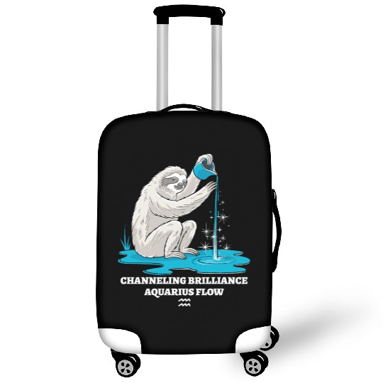 Channeling Brilliance Aquarius Zodiac Sloth Flow Luggage Covers