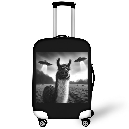 Llama alpaca Funny Graphic Selfie with UFOs Weird Luggage Covers