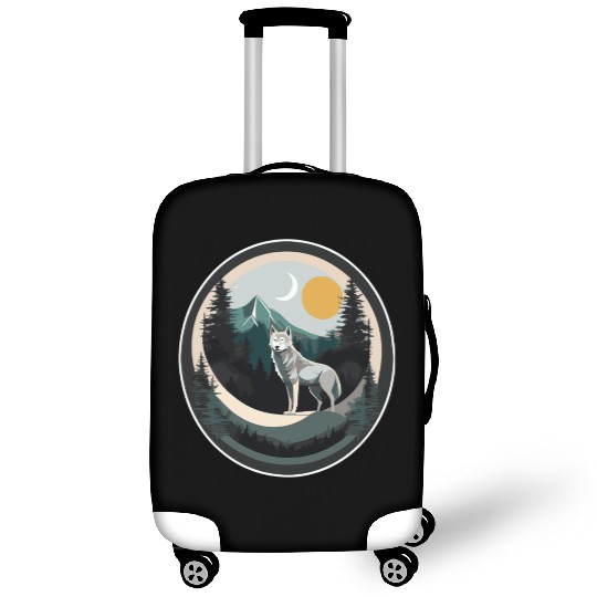 Lone Wolf Under Moonlit Sky Luggage Covers