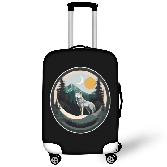 Lone Wolf Under Moonlit Sky Luggage Covers