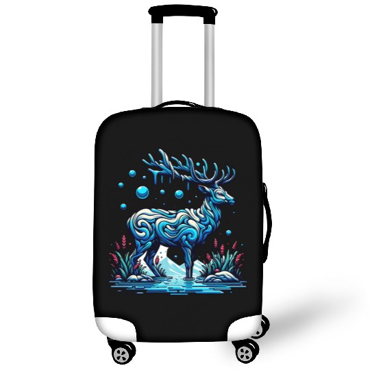 Majestic Blue Deer in Enchanted Forest Luggage Covers