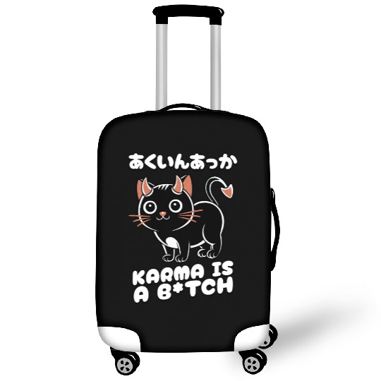 Karma is a B*tch Funny Japanese Proverb Devil Cat Luggage Covers