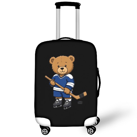 Teddy bear ice hockey player Luggage Covers