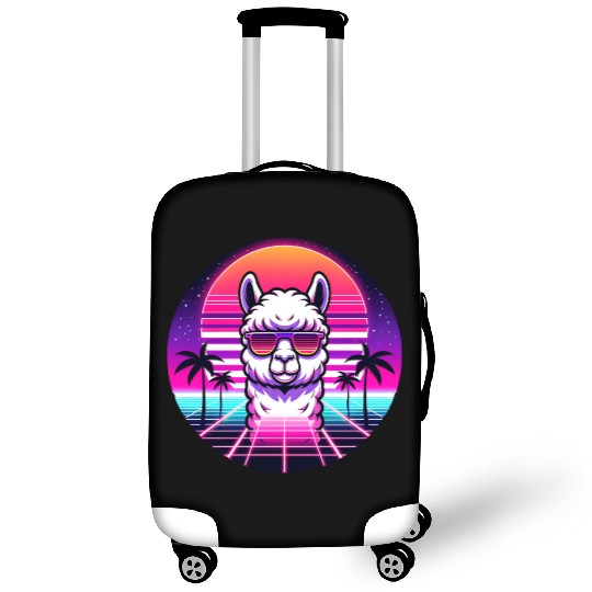 Retro Cool Llama with Neon Sunset Vibes Luggage Covers