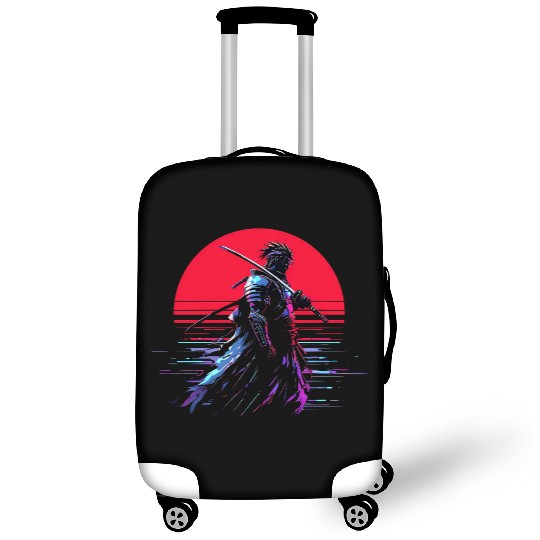 Cyberpunk Samurai Warrior Under Neon Moon Luggage Covers