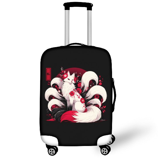 Kitsune Fox Red spider lily Flowers Japanese Nine Luggage Covers