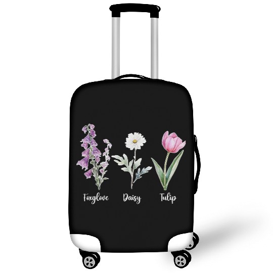 Vintage Floral Plant Foxglove Daisy Tulip Flower Luggage Covers
