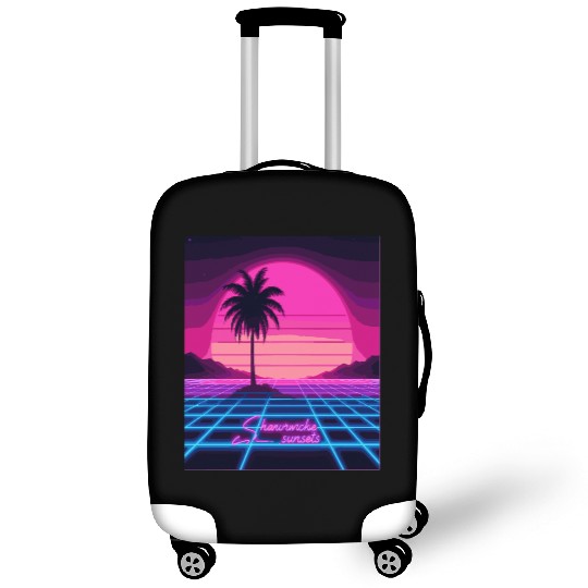 Chasing Sunsets Synthwave Luggage Covers - Retro Neon Luggage Covers