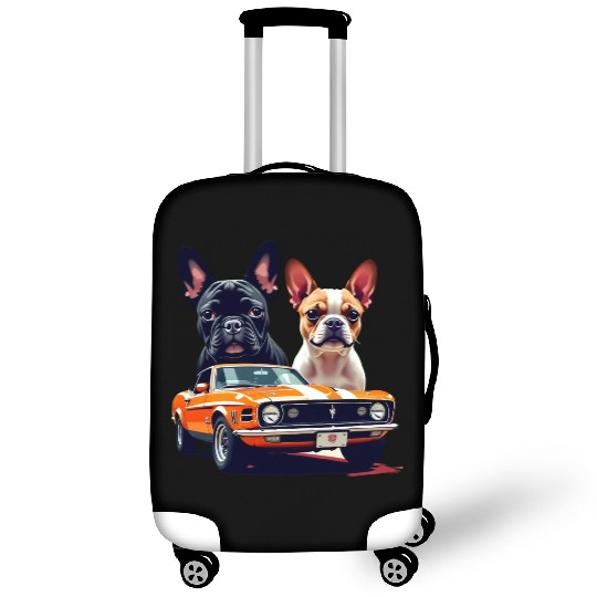 French Bulldogs with Classic Muscle Car – Retro Vi Luggage Covers